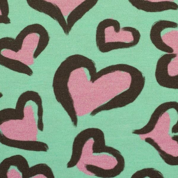 French Terry Hearts Mint by Swafing von Christiane Zielinski